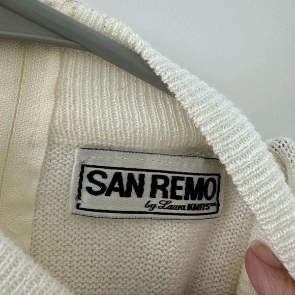 Sam Remo Classy Vintage Sweater Size Large cream ivory color - Picture 4 of 5